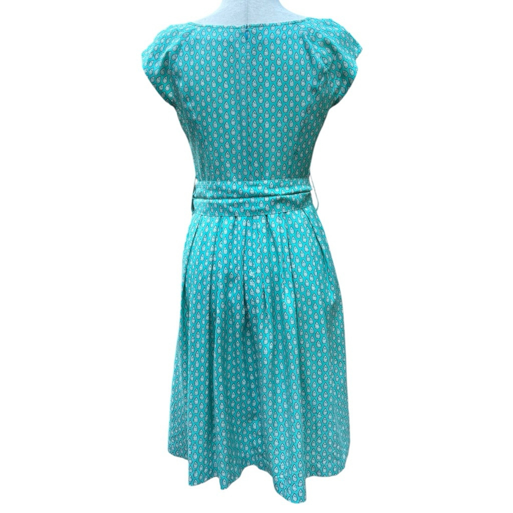 Vintage Souleiado Silk Dress Teal Paisley Print Cap Sleeve French 38 Medium 8/10 - Picture 10 of 14